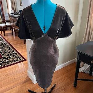 Elegant Metallic Dress with Deep V-Neck